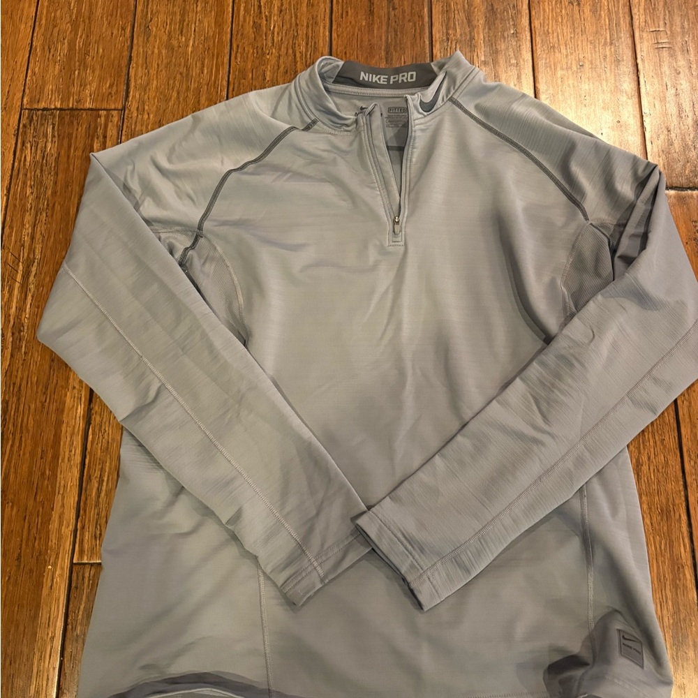 Nike Pro Heathered Light Gray Quarter-Zip Training Top